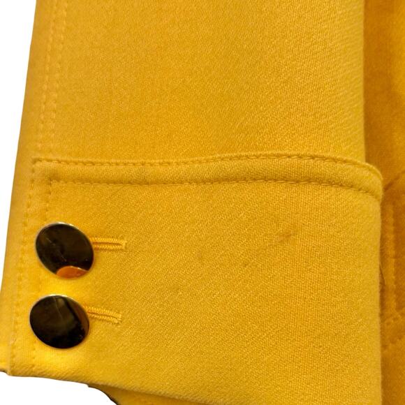 Vintage Louis Feraud 90s Mustard Yellow Virgin Wool Blazer Gold Buttons size 6 - Picture 10 of 13